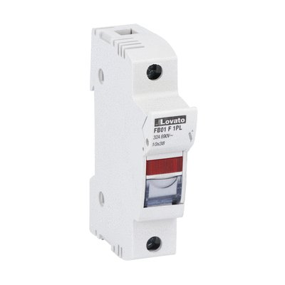 Fuse holder UL recognized and CSA certified, for 10X38mm fuses. 32A rated current at 690VAC, 1P. With status indicator. 1 module