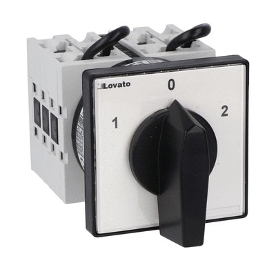 Rotary cam switch GX series, changeover switch 3 poles 32A, for front mounting with black handle, front plate 65X65mm