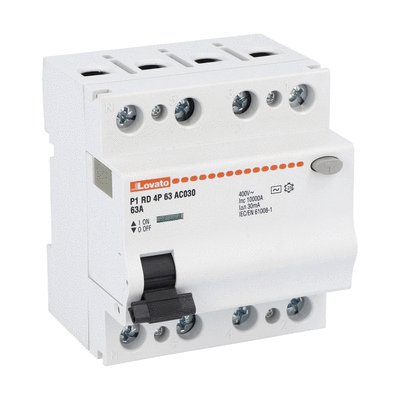 Residual current operated circuit breaker, 4 modules, 4P - type AC, 63A, 30mA