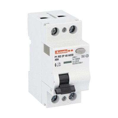 Residual current operated circuit breaker, 2 modules, 2P - type A, 40A, 30mA