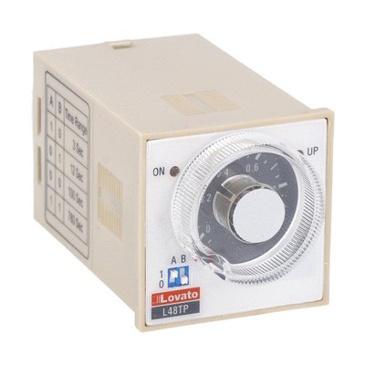 Time relay on delay. Multiscale and multivoltage, plug-in and flush-mount version 48X48mm, 24VAC/DC, 110VAC, 220...240VAC