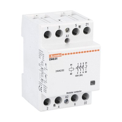 Modular contactor, three-pole or four-pole, 40A AC1, 24VAC/DC (3NO+1NC)