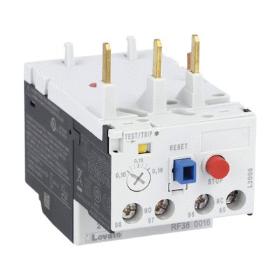 Motor protection relay, phase failure/single-phase sensitive. Three-pole (three-phase), manual or automatic resetting. Direct mounting on BF09 - BF38 contactors, 1.6...2.5A