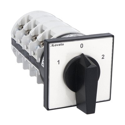 Rotary cam switch 7GN series, changeover switch 4 poles 125A, for front mounting with black handle, front plate 65X65mm