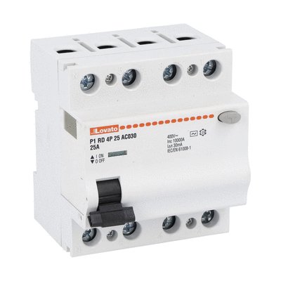 Residual current operated circuit breaker, 4 modules, 4P - type AC, 25A, 30mA