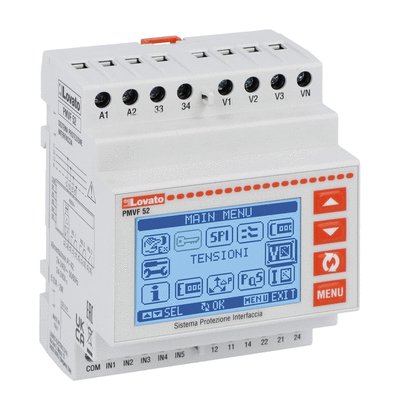 Interface protection unit compliant with italian standard CEI 0-21, for single-phase and three-phase system, with or without neutral, in low voltage, dual threshold minimum and maximum voltage and frequency protection, 230VAC - 400VAC