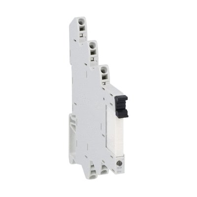 Slim electromechanical relay assembled on socket, 24VAC/DC, 6A, 1 C/O contact, spring terminals