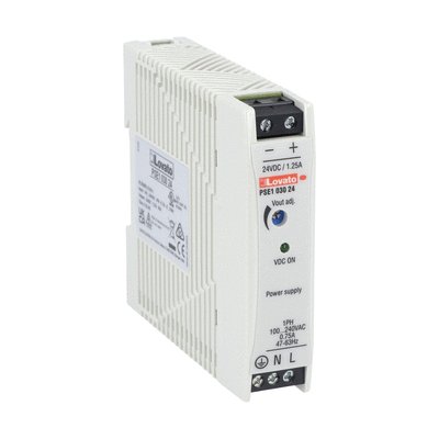 Compact DIN rail switching power supply, single-phase. 24VDC, 1.25A/30W