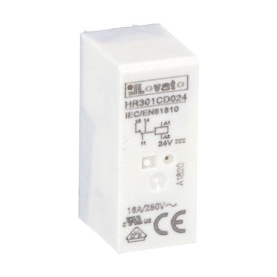 Miniature relay, 24VDC, 16A, 1C/O contact. Fitting on socket HR5XS2... (max 10A)