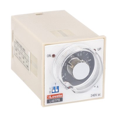 Time relay on delay. Multiscale and single voltage, plug-in and flush-mount version 48X48mm, 220...240VAC