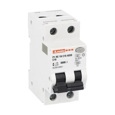 Residual current circuit breaker with overcurrent protection, 10kA. 2 modules, 1P+N - type A, 16A, 30mA