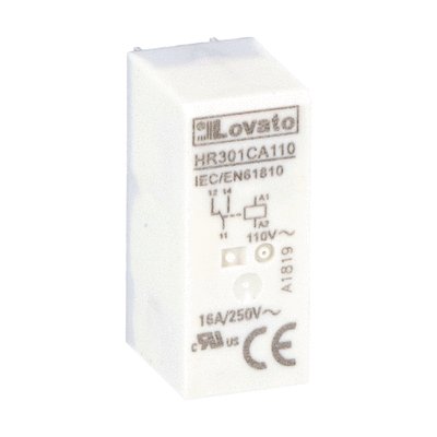 Miniature relay, 110/120VAC, 16A, 1C/O contact. Fitting on socket HR5XS2... (max 10A)