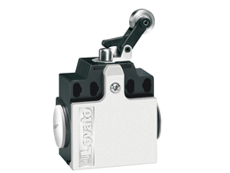 Limit switch, K series, roller side push lever, 2 side cable entry. Dimensions compatible to EN 50047, metal body, contacts 1NO+1NC slow action make before break. Metal roller