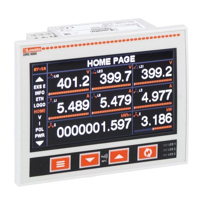 Power analyzer with widescreen colour LCD. Auxiliary supply 100...240VAC. Expandable with 3 EXP... modules, built-in RS485 port, compatible with Easy Branch power monitoring system