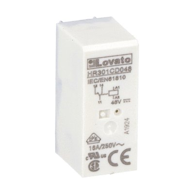 Miniature relay, 48VDC, 16A, 1C/O contact. Fitting on socket HR5XS2... (max 10A)