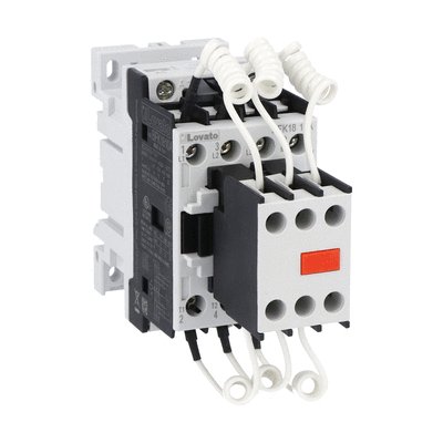 Contactor for power factor correction with AC control circuit, including limiting resistors, maximum IEC operational power 400V = 15kvar, coil 230VAC 50/60Hz