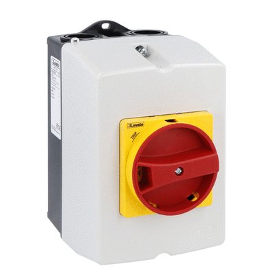 Surface mount enclosure IP65 (4X) for SM1R... with rotary actuator red/yellow. Width 100mm