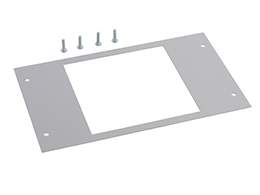 Adapter for pre-existing cut-out consisting of 2 RAL7035 finish plates for 154x102.5mm/6.06x4.04” cut-out and fixing screws