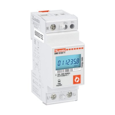 Energy meter, single-phase, non expandable, digital with backlight LCD display, 63A direct connection, 2U, 1 programmable static output, multi-measurements, 220...240VAC