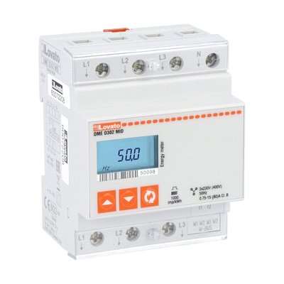 Energy meter, three-phase with neutral, non expandable, MID certified, 80A direct connection, 4U, M-BUS interface, multi-measurements