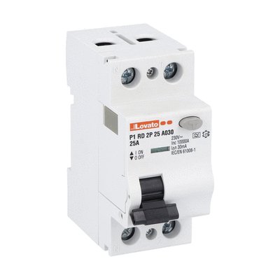 Residual current operated circuit breaker, 2 modules, 2P - type A, 25A, 30mA
