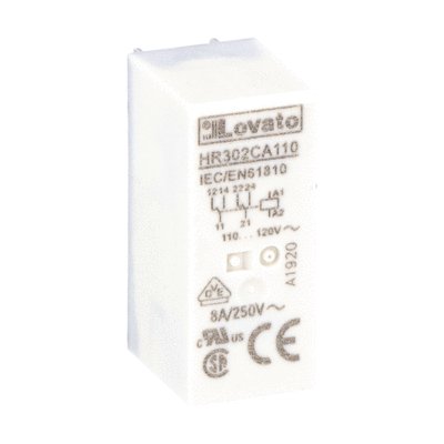 Miniature relay, 110/120VAC, 8A, 2C/O contact. Fitting on socket HR5XS2...