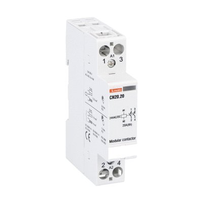 Modular contactor, one or two-pole, 20A AC1, 24VAC/DC (2NO)