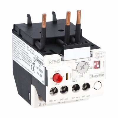Electronic thermal overload relay, phase failure/single-phase sensitive. Three-pole (three-phase), manual or automatic resetting, 0.4...2A