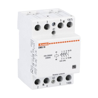 Modular contactor, three-pole or four-pole, 63A AC1, 220...230VAC (4NO)