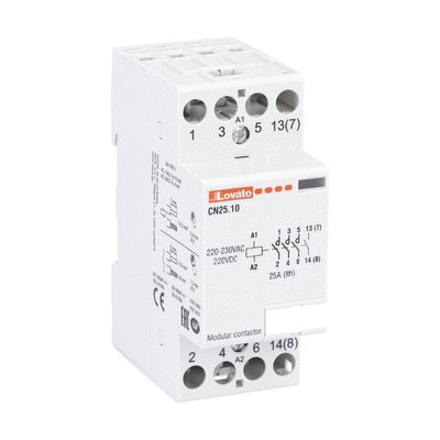 Modular contactor, three-pole or four-pole, 25A AC1, 220...230VAC (4NO)