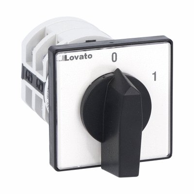 Rotary cam switch 7GN series, ON-OFF switch 2 poles 25A, for front mounting with black handle, front plate 48X48mm