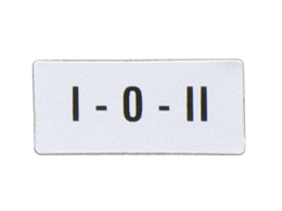 International label for pushbuttons and selector switches. "I-0-II"