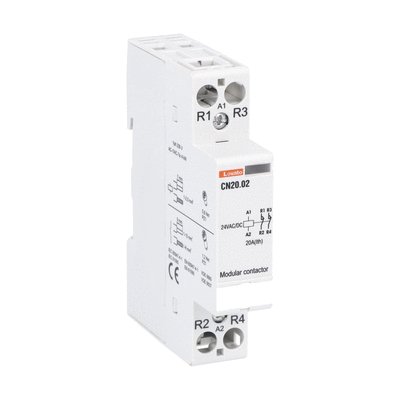 Modular contactor, one or two-pole, 20A AC1, 24VAC/DC (2NC)