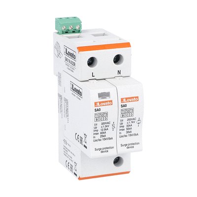 Surge protection device type 1 and 2 with plug-in cartridge, IEC impulse current Iimp (10/350μs) 12.5kA per pole, 1P+N. With remote contact