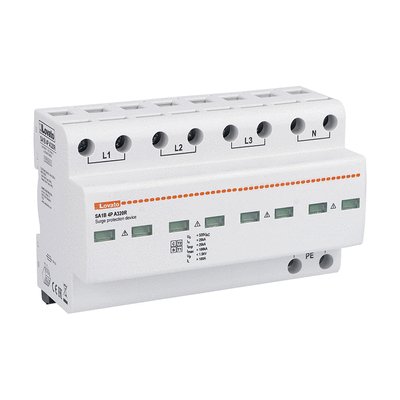 Surge protection device type 1 and 2 monoblock, IEC impulse current Iimp (10/350μs) 25kA per pole, 4P. With remote contact