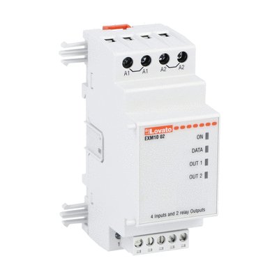 Expansion module EXM series for modular products, 4 opto-isolated digital inputs and 2 relay outputs, rated 5A 250VAC