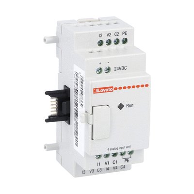 Micro PLCs, expansion module, auxiliary supply voltage 24VDC, 4 analog inputs 0...10V/0...20mA
