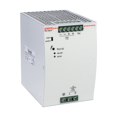 Alimentatore switching, esecuzione per fissaggio su guida DIN, monofase. 24VDC, 12,5A/300W
