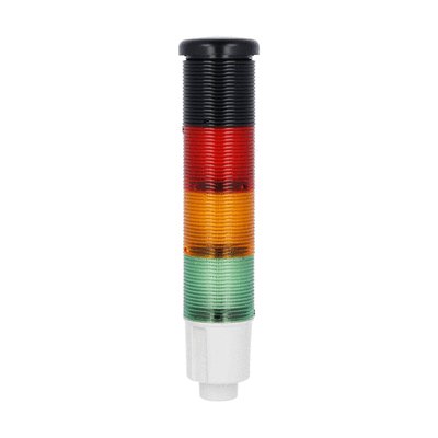 Modulo luminoso a luce fissa. Ø45mm. Circuito a LED integrato. Verde, arancio, rosso con suono continuo o intermittente, 24VDC