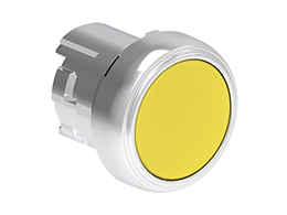 Operatore pulsante ad impulso serie Platinum metallica Ø22mm, rasato, giallo