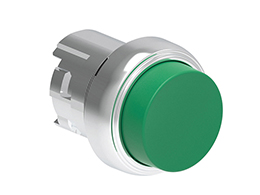 Operatore pulsante ad impulso serie Platinum metallica Ø22mm, sporgente, verde