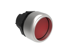 Operatore pulsante ad impulso Ø22mm serie Platinum plastica cromata, con guardia estesa, rosso