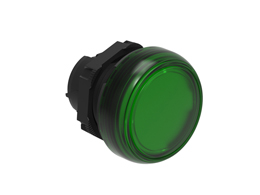 Testa per indicatori luminosi Ø22mm serie Platinum plastica cromata, verde. Senza base di fissaggio