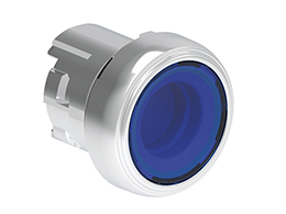 Operatore pulsante luminoso ad impulso serie Platinum metallica Ø22mm, rasato, blu