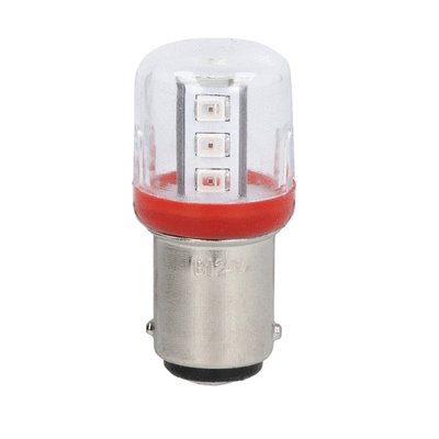 Lampada A LED, attacco BA15D, rosso, 24VAC/DC