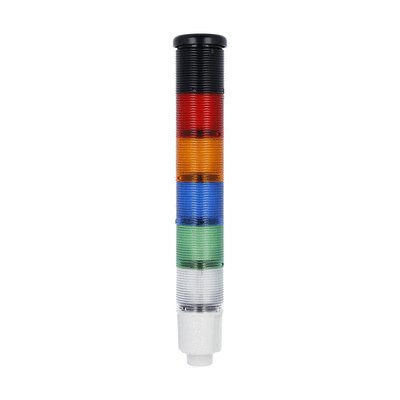 Kolumna sygnalizacyjna, fi45mm, kolor: biały, zielony, niebieski, pomarańczowy i czerwony, sygnalizacja dźwiękowa, sygnał ciągły lub przerywany, zasilanie 24VDC, wbudowany obwód LED