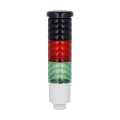 Kolumna sygnalizacyjna, fi45mm, kolor: zielony i czerwony, sygnalizacja dźwiękowa, sygnał ciągły lub przerywany, zasilanie 24VDC, wbudowany obwód LED