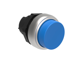 Plastikowy przycisk Ø22mm serii Platinum, wystający, samoczynny powrót. Niebieski