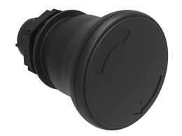 Plastikowy przycisk Ø22mm serii Platinum, grzybkowy, blokowany, odblokowanie przez obrót, Ø40mm. Do normalnego zatrzymania. Czarny