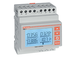 Modular LCD multimeter, non expandable, backlight LCD icon display, RS485 port, auxiliary supply 100-240VAC/115-250VDC. Multilanguage: italian, english, french, german, spanish and portuguese